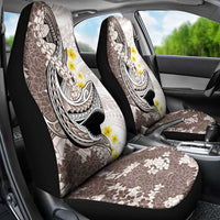 Brown and White Hawaii Shark Tattoo Car Seat Cover Puakenikeni Lei Plumeria Polynesian Pattern - Polynesian Pride