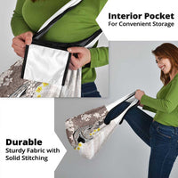 Brown and White Hawaii Shark Tattoo Grocery Bag Puakenikeni Lei Plumeria Polynesian Pattern - Polynesian Pride