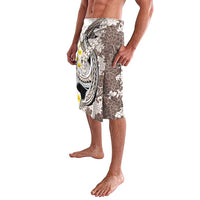 Brown and White Hawaii Shark Tattoo Lavalava Puakenikeni Lei Plumeria Polynesian Pattern - Polynesian Pride