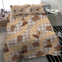 Khaki Palaka Hawaii Cowboy Bedding Set Puakenikeni Lei Paniolo Papale Seamless Vibes - Polynesian Pride