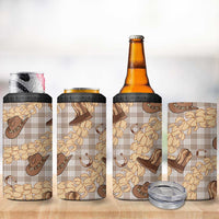 Khaki Palaka Hawaii Cowboy 4 in 1 Can Cooler Tumbler Puakenikeni Lei Paniolo Papale Seamless Vibes - Polynesian Pride