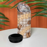 Khaki Palaka Hawaii Cowboy 4 in 1 Can Cooler Tumbler Puakenikeni Lei Paniolo Papale Seamless Vibes - Polynesian Pride