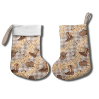 Khaki Palaka Hawaii Cowboy Christmas Stocking Puakenikeni Lei Paniolo Papale Seamless Vibes - Polynesian Pride