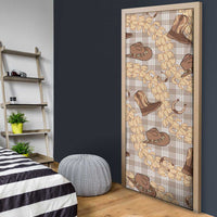 Khaki Palaka Hawaii Cowboy Door Cover Puakenikeni Lei Paniolo Papale Seamless Vibes - Polynesian Pride