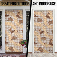 Khaki Palaka Hawaii Cowboy Door Cover Puakenikeni Lei Paniolo Papale Seamless Vibes - Polynesian Pride