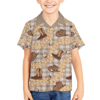 Khaki Palaka Hawaii Cowboy Family Matching Short Sleeve Bodycon Dress and Hawaiian Shirt Puakenikeni Lei Paniolo Papale Seamless Vibes - Polynesian Pride