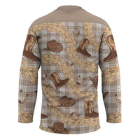 Khaki Palaka Hawaii Cowboy Hockey Jersey Puakenikeni Lei Paniolo Papale Seamless Vibes - Polynesian Pride