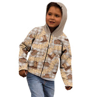 Khaki Palaka Hawaii Cowboy Kid Hoodie Puakenikeni Lei Paniolo Papale Seamless Vibes - Polynesian Pride