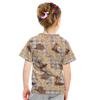 Khaki Palaka Hawaii Cowboy Kid T Shirt Puakenikeni Lei Paniolo Papale Seamless Vibes LT14 - Polynesian Pride