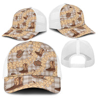 Khaki Palaka Hawaii Cowboy Mesh Trucker Cap Puakenikeni Lei Paniolo Papale Seamless Vibes - Polynesian Pride