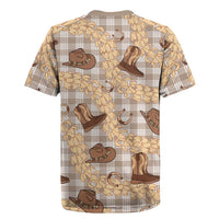 Khaki Palaka Hawaii Cowboy Rugby Jersey Puakenikeni Lei Paniolo Papale Seamless Vibes - Polynesian Pride