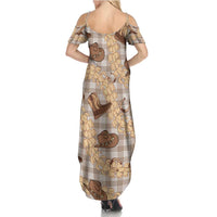Khaki Palaka Hawaii Cowboy Summer Maxi Dress Puakenikeni Lei Paniolo Papale Seamless Vibes - Polynesian Pride