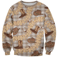 Khaki Palaka Hawaii Cowboy Sweatshirt Puakenikeni Lei Paniolo Papale Seamless Vibes LT14 Unisex Khaki - Polynesian Pride