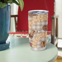 Khaki Palaka Hawaii Cowboy Tumbler Cup Puakenikeni Lei Paniolo Papale Seamless Vibes - Polynesian Pride