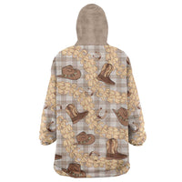 Khaki Palaka Hawaii Cowboy Wearable Blanket Hoodie Puakenikeni Lei Paniolo Papale Seamless Vibes - Polynesian Pride