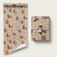 Khaki Palaka Hawaii Cowboy Wrapping Paper Puakenikeni Lei Paniolo Papale Seamless Vibes - Polynesian Pride