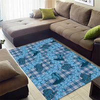 Cyan Palaka Hawaii Cowboy Area Rug Puakenikeni Lei Paniolo Papale Seamless Vibes - Polynesian Pride