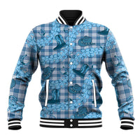 Cyan Palaka Hawaii Cowboy Baseball Jacket Puakenikeni Lei Paniolo Papale Seamless Vibes - Polynesian Pride