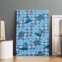 Cyan Palaka Hawaii Cowboy Canvas Wall Art Puakenikeni Lei Paniolo Papale Seamless Vibes - Polynesian Pride