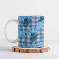 Cyan Palaka Hawaii Cowboy Ceramic Mug Puakenikeni Lei Paniolo Papale Seamless Vibes - Polynesian Pride