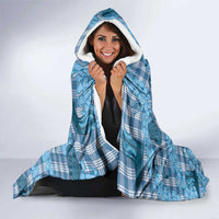 Cyan Palaka Hawaii Cowboy Hooded Blanket Puakenikeni Lei Paniolo Papale Seamless Vibes LT14 - Polynesian Pride