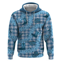 Cyan Palaka Hawaii Cowboy Hoodie Puakenikeni Lei Paniolo Papale Seamless Vibes - Polynesian Pride