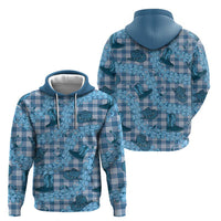 Cyan Palaka Hawaii Cowboy Hoodie Puakenikeni Lei Paniolo Papale Seamless Vibes - Polynesian Pride