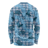 Cyan Palaka Hawaii Cowboy Long Sleeve Shirt Puakenikeni Lei Paniolo Papale Seamless Vibes - Polynesian Pride