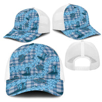 Cyan Palaka Hawaii Cowboy Mesh Trucker Cap Puakenikeni Lei Paniolo Papale Seamless Vibes LT14 - Polynesian Pride