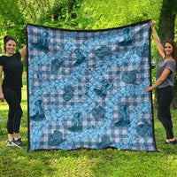 Cyan Palaka Hawaii Cowboy Quilt Puakenikeni Lei Paniolo Papale Seamless Vibes - Polynesian Pride