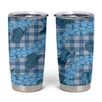 Cyan Palaka Hawaii Cowboy Tumbler Cup Puakenikeni Lei Paniolo Papale Seamless Vibes - Polynesian Pride