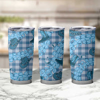 Cyan Palaka Hawaii Cowboy Tumbler Cup Puakenikeni Lei Paniolo Papale Seamless Vibes - Polynesian Pride