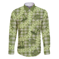 Lime Palaka Hawaii Cowboy Family Matching Mermaid Dress and Hawaiian Shirt Puakenikeni Lei Paniolo Papale Seamless Vibes - Polynesian Pride