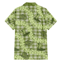 Lime Palaka Hawaii Cowboy Family Matching Off The Shoulder Long Sleeve Dress and Hawaiian Shirt Puakenikeni Lei Paniolo Papale Seamless Vibes - Polynesian Pride