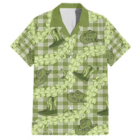 Lime Palaka Hawaii Cowboy Family Matching Short Sleeve Bodycon Dress and Hawaiian Shirt Puakenikeni Lei Paniolo Papale Seamless Vibes - Polynesian Pride