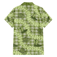 Lime Palaka Hawaii Cowboy Family Matching Short Sleeve Bodycon Dress and Hawaiian Shirt Puakenikeni Lei Paniolo Papale Seamless Vibes - Polynesian Pride