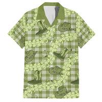 Lime Palaka Hawaii Cowboy Family Matching Summer Maxi Dress and Hawaiian Shirt Puakenikeni Lei Paniolo Papale Seamless Vibes LT14 Dad's Shirt - Short Sleeve Lime - Polynesian Pride
