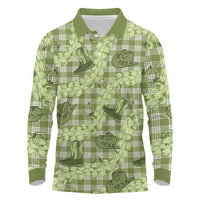 Lime Palaka Hawaii Cowboy Long Sleeve Polo Shirt Puakenikeni Lei Paniolo Papale Seamless Vibes - Polynesian Pride