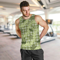 Lime Palaka Hawaii Cowboy Men Tank Top Puakenikeni Lei Paniolo Papale Seamless Vibes - Polynesian Pride