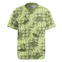 Lime Palaka Hawaii Cowboy Rugby Jersey Puakenikeni Lei Paniolo Papale Seamless Vibes - Polynesian Pride