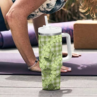 Lime Palaka Hawaii Cowboy Tumbler With Handle Puakenikeni Lei Paniolo Papale Seamless Vibes - Polynesian Pride