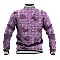 Purple Palaka Hawaii Cowboy Baseball Jacket Puakenikeni Lei Paniolo Papale Seamless Vibes LT14 - Polynesian Pride