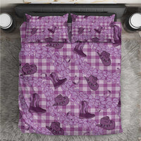 Purple Palaka Hawaii Cowboy Bedding Set Puakenikeni Lei Paniolo Papale Seamless Vibes - Polynesian Pride