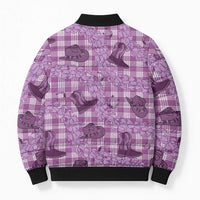 Purple Palaka Hawaii Cowboy Bomber Puffer Jacket Puakenikeni Lei Paniolo Papale Seamless Vibes LT14 - Polynesian Pride