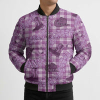 Purple Palaka Hawaii Cowboy Bomber Puffer Jacket Puakenikeni Lei Paniolo Papale Seamless Vibes LT14 - Polynesian Pride