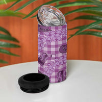 Purple Palaka Hawaii Cowboy 4 in 1 Can Cooler Tumbler Puakenikeni Lei Paniolo Papale Seamless Vibes - Polynesian Pride