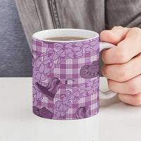 Purple Palaka Hawaii Cowboy Ceramic Mug Puakenikeni Lei Paniolo Papale Seamless Vibes - Polynesian Pride
