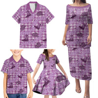 Purple Palaka Hawaii Cowboy Family Matching Puletasi and Hawaiian Shirt Puakenikeni Lei Paniolo Papale Seamless Vibes LT14 - Polynesian Pride