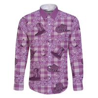 Purple Palaka Hawaii Cowboy Family Matching Tank Maxi Dress and Hawaiian Shirt Puakenikeni Lei Paniolo Papale Seamless Vibes - Polynesian Pride