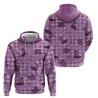 Purple Palaka Hawaii Cowboy Hoodie Puakenikeni Lei Paniolo Papale Seamless Vibes - Polynesian Pride